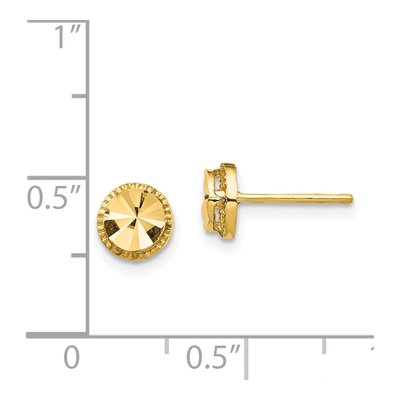 14K Yellow Gold Diamond-Cut Button Stud Earrings – view 5