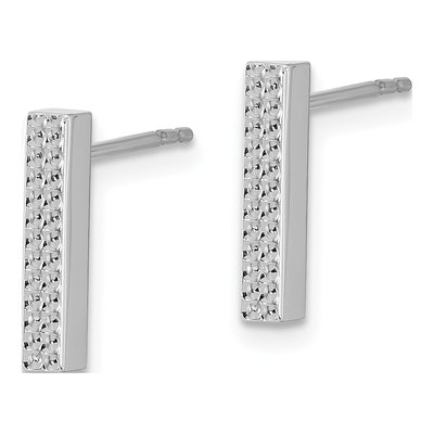 14K White Gold Textured Bar Stud Earrings – view 3