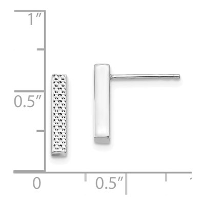 14K White Gold Textured Bar Stud Earrings – view 5
