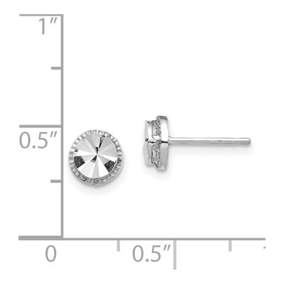 14K White Gold Diamond-Cut Button Stud Earrings – view 5