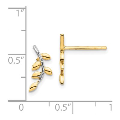 14K Yellow Gold Leaf Dangle Earrings – view 5