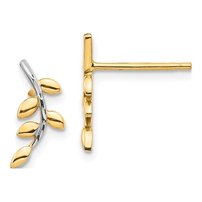 14K Yellow Gold Leaf Dangle Earrings
