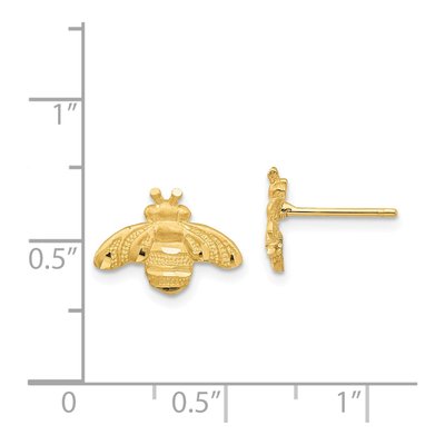 14K Yellow Gold Diamond-Cut Bee Stud Earrings – view 5