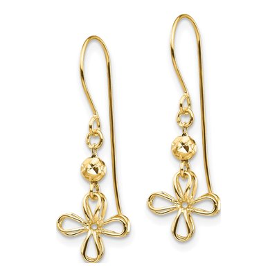14K Yellow Gold Open Clover Dangle Earrings – view 3