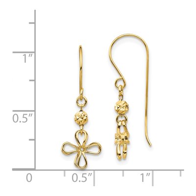 14K Yellow Gold Open Clover Dangle Earrings – view 5