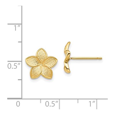 14K Yellow Gold Plumeria Stud Earrings – view 5