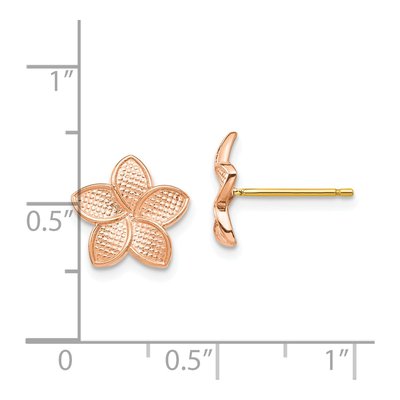 14K Two-Tone Gold Plumeria Flower Stud Earrings – view 5