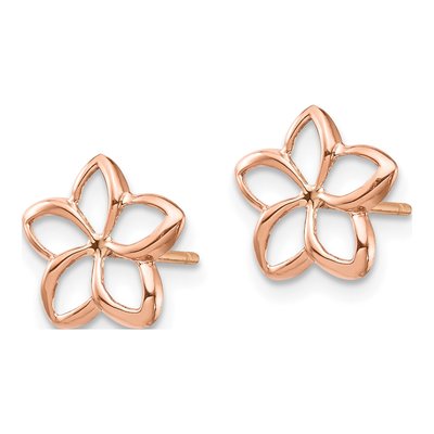 14K Two-Tone Gold Plumeria Cut-Out Stud Earrings – view 3