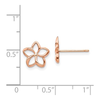 14K Two-Tone Gold Plumeria Cut-Out Stud Earrings – view 5