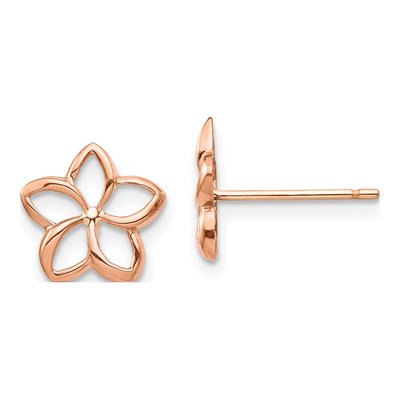 14K Two-Tone Gold Plumeria Cut-Out Stud Earrings