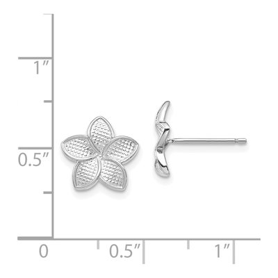 14K White Gold Plumeria Flower Stud Earrings – view 4