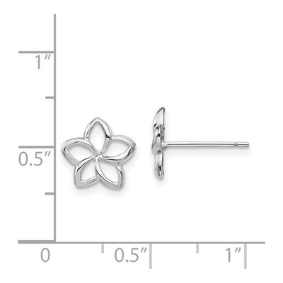 14K White Gold Plumeria Cut-Out Stud Earrings – view 5