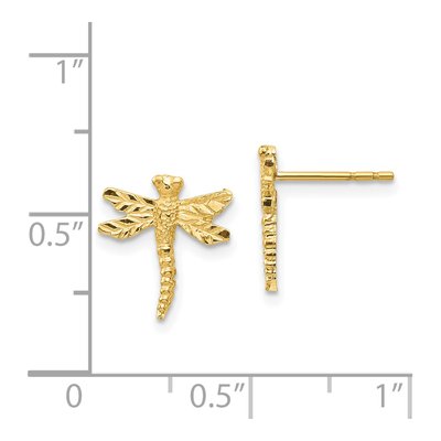 14K Yellow Gold Textured Dragonfly Stud Earrings – view 5