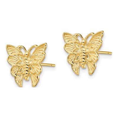 14K Yellow Gold Butterfly Stud Earrings – view 3