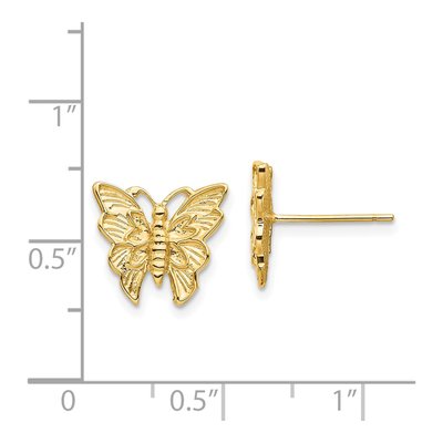 14K Yellow Gold Butterfly Stud Earrings – view 5
