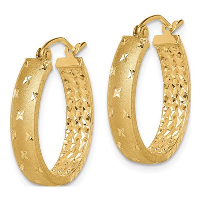 14K Yellow Gold 20mm Diamond-Cut Inside-Out Hoop Earrings – view 3