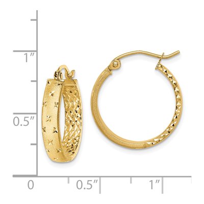 14K Yellow Gold 20mm Diamond-Cut Inside-Out Hoop Earrings – view 5