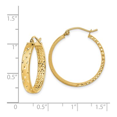 14K Yellow Gold 25mm Diamond-Cut Inside-Out Hoop Earrings – view 5