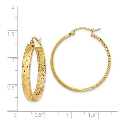 14K Yellow Gold 30mm Diamond-Cut Inside-Out Hoop Earrings – view 5