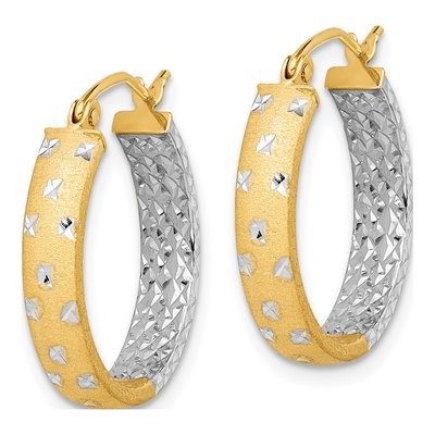 14K Yellow Gold 20mm Diamond-Cut Inside-Out Hoop Earrings – view 3
