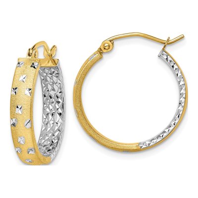 14K Yellow Gold 20mm Diamond-Cut Inside-Out Hoop Earrings