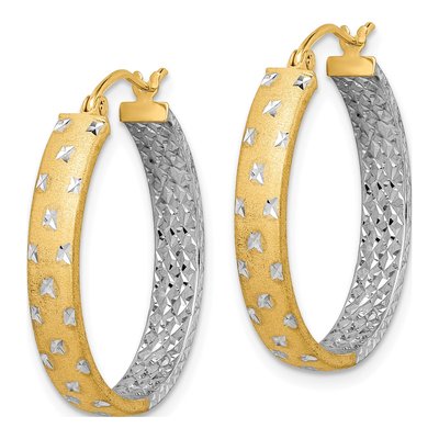 14K Yellow Gold 25mm Diamond-Cut Hoop Earrings – view 3