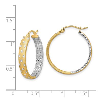 14K Yellow Gold 25mm Diamond-Cut Hoop Earrings – view 5