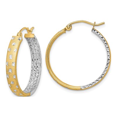 14K Yellow Gold 25mm Diamond-Cut Hoop Earrings