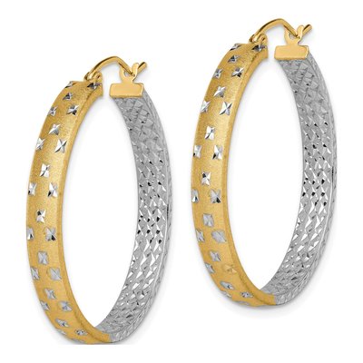14K Yellow Gold 30mm Inside-Out Hoop Earrings – view 3