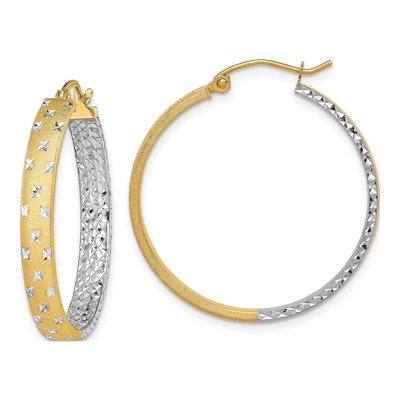 14K Yellow Gold 30mm Inside-Out Hoop Earrings