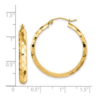 14K Yellow Gold 30mm Diamond-Cut Hoop Earrings – view 5