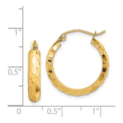 14K Yellow Gold 21mm Diamond-Cut Tube Hoop Earrings – view 4