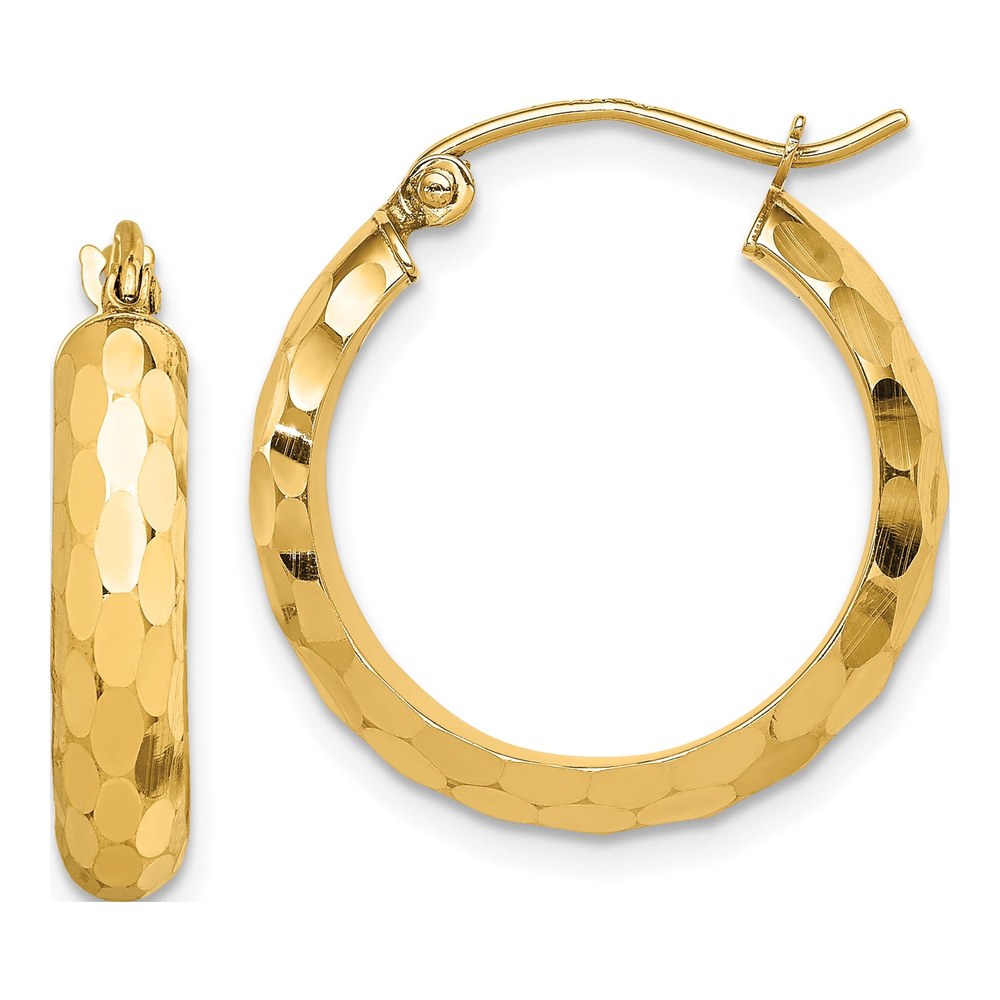14K Yellow Gold Diamond-Cut Tube Hoop Earrings