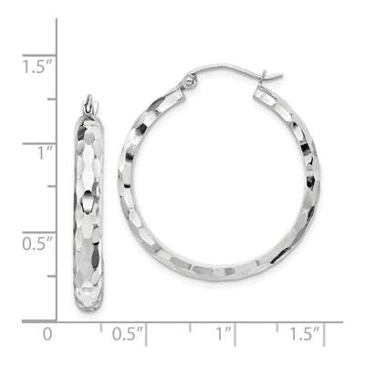 14K White Gold 30mm Diamond-Cut Hoop Earrings – view 5