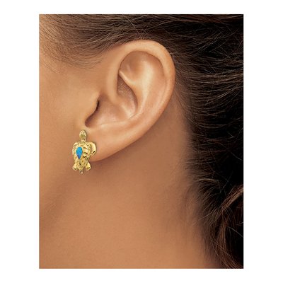 14K Yellow Gold Opal Turtle Stud Earrings – view 4
