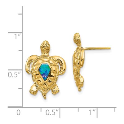 14K Yellow Gold Opal Turtle Stud Earrings – view 5
