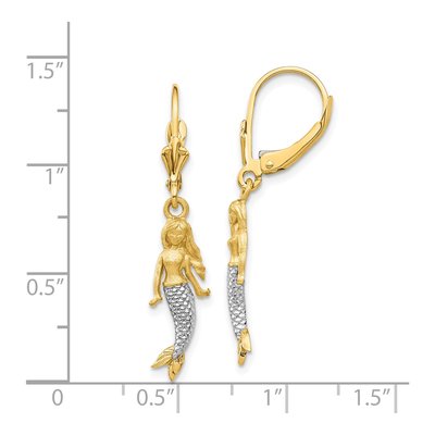 14K Yellow Gold Mermaid Leverback Earrings – view 5