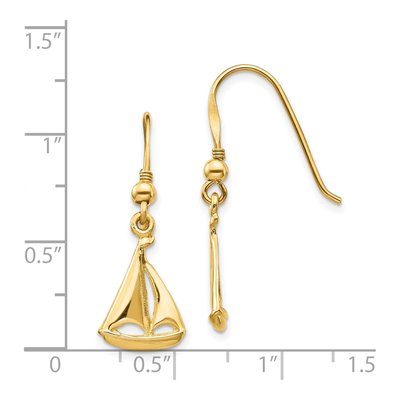 14K Yellow Gold Sailboat Dangle Earrings – view 4
