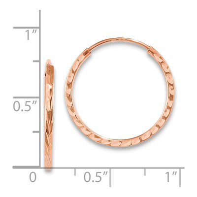 14K Rose Gold 20mm Diamond-Cut Endless Hoop Earrings – view 3