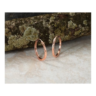 14K Rose Gold 20mm Diamond-Cut Endless Hoop Earrings – view 4