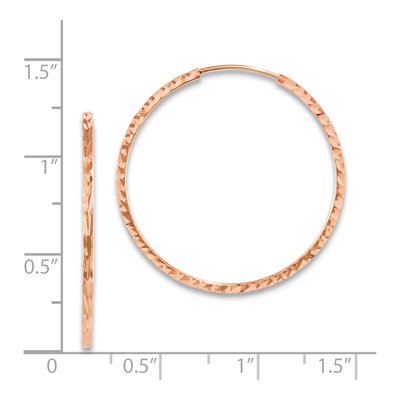 14K Rose Gold 30mm Diamond-Cut Endless Hoop Earrings – view 5