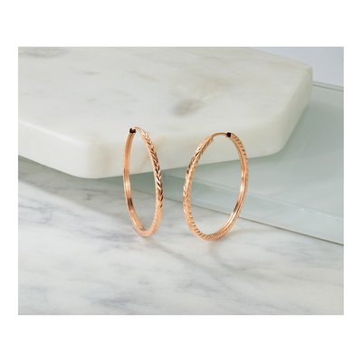 14K Rose Gold 30mm Diamond-Cut Endless Hoop Earrings – view 6