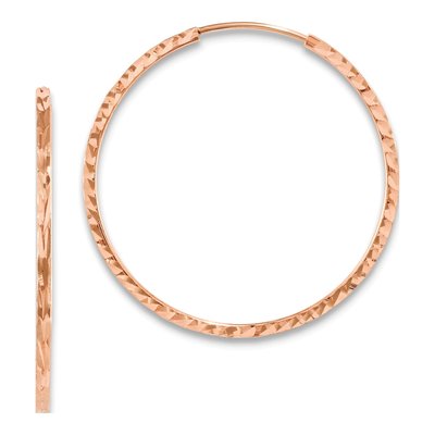 14K Rose Gold 30mm Diamond-Cut Endless Hoop Earrings