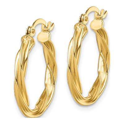 14K Yellow Gold 21mm Twisted Hoop Earrings – view 3