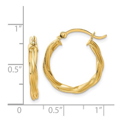 14K Yellow Gold 21mm Twisted Hoop Earrings – view 5