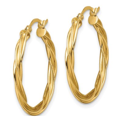 14K Yellow Gold 27mm Twisted Hoop Earrings – view 2