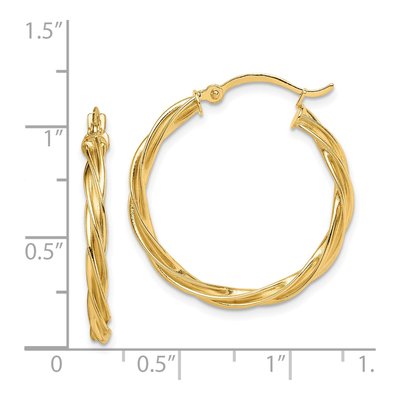 14K Yellow Gold 27mm Twisted Hoop Earrings – view 4