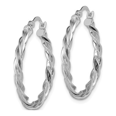 14K White Gold 27mm Twisted Hoop Earrings – view 3