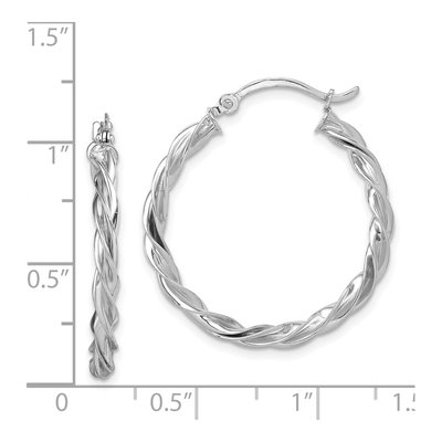 14K White Gold 27mm Twisted Hoop Earrings – view 5