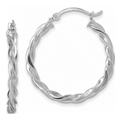 14K White Gold 27mm Twisted Hoop Earrings